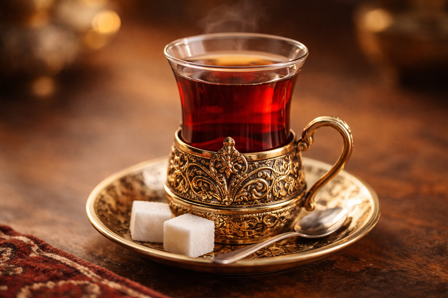 İnce belli bardakta demlenmiş Türk çayı